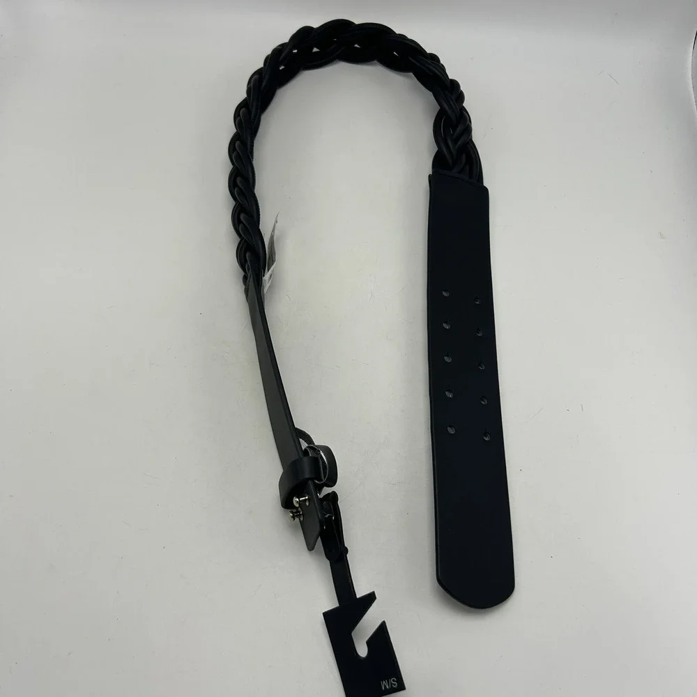 Express Braided Belt Womens S M Black Faux Leather New Capsule Casual Hippie